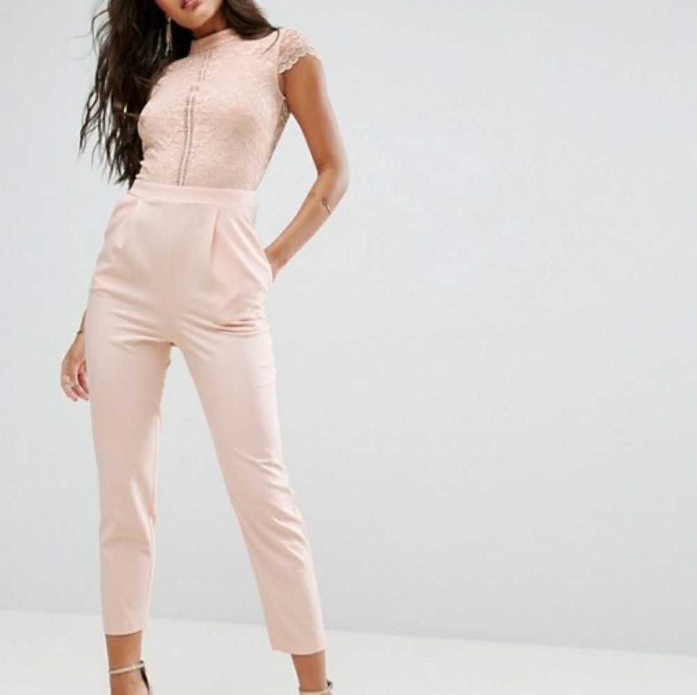 Soft pink Lace Top Jumpsuit